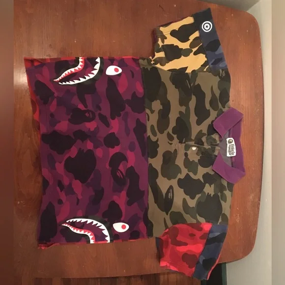 ★BAPE Relax Silhouette Side Shark Polo★ Bape Relax Silhouette Side Shark Polo MEN Excellent Used